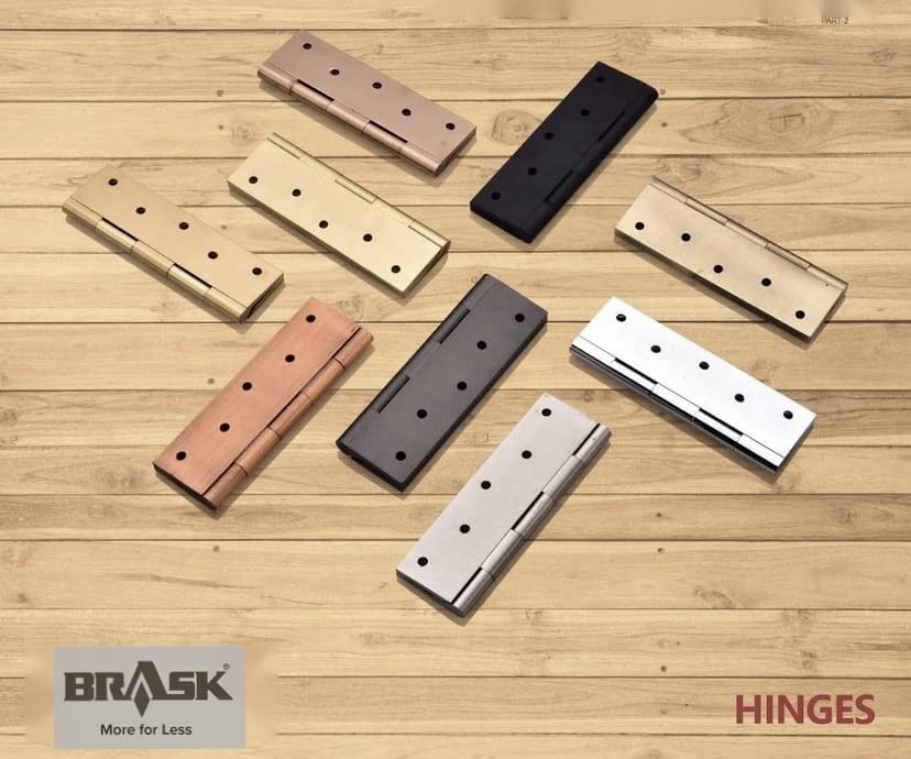Image of BRASK Brass Railway Hinges 8 inch x 1.1 /4 inch x 5 /32 (200 mm x 32 mm x 4 mm) Heavy Duty Brass Door Hinges (Golden Satin, 1)