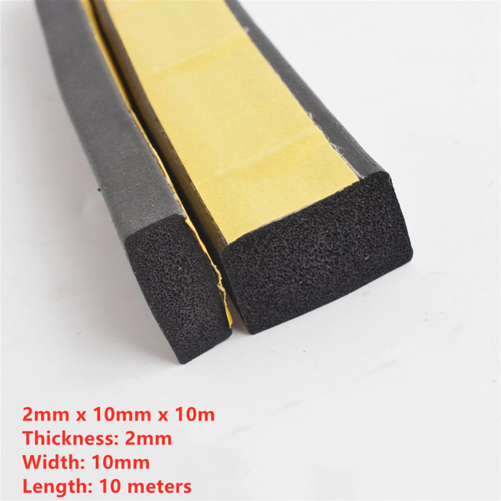 Cinta de espuma autoadhesiva de caucho de 10 m - Cinta de esponja negra resistente(5mm x 25mm x 10m)