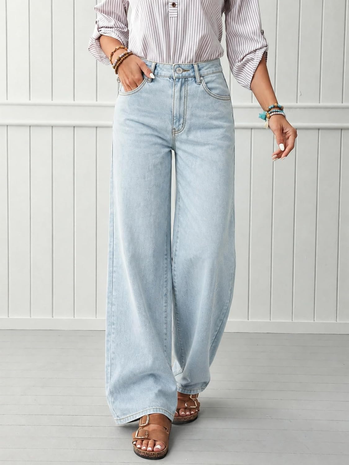Jeans for Women Tall High Waisted Wide Leg Long Denim Pants image 2