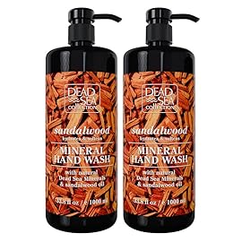 Hand Soap Pump Sandalwood - Moisturizing Hand Wash Liquid with Dead Sea Minerals and Sandalwood Oil - Hydrates and Softens - Dead Sea Collection - Pack of 2 (33.8 Fl Oz Each) - 67.6 Fl Oz Total