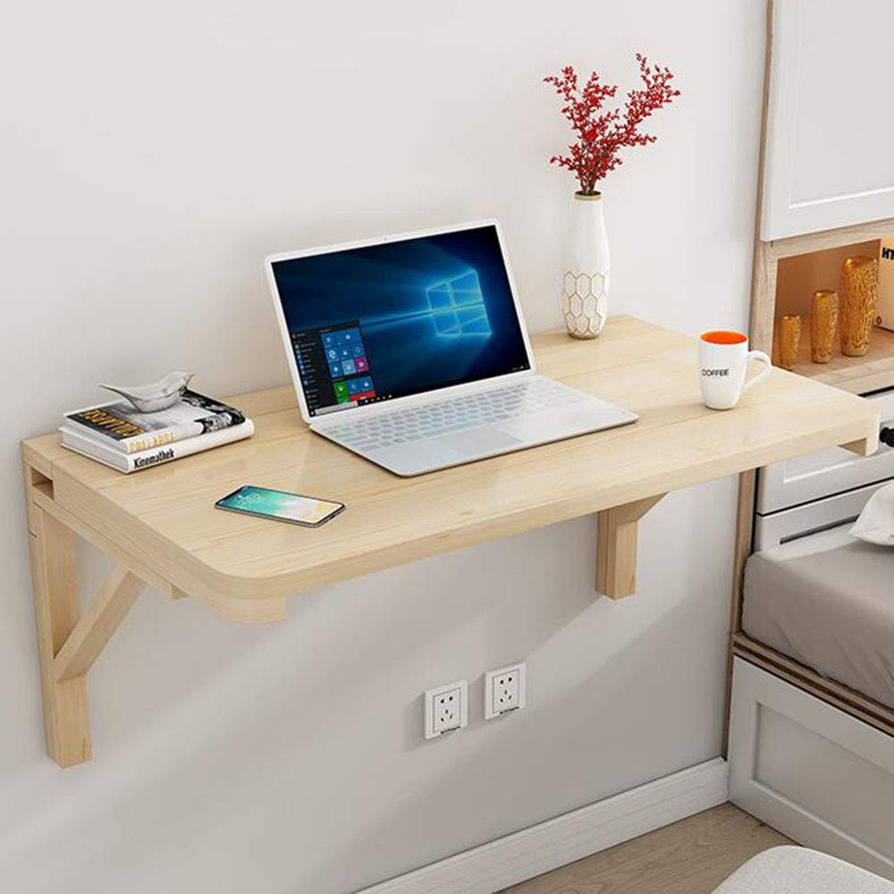 Scrivania a ribalta da Parete per Piccoli spazi, Tavolo Pieghevole a Muro tavolino Galleggiante con Supporto Triangolare in Legno, Larghezza 30cm,40cm,50cm,60cm