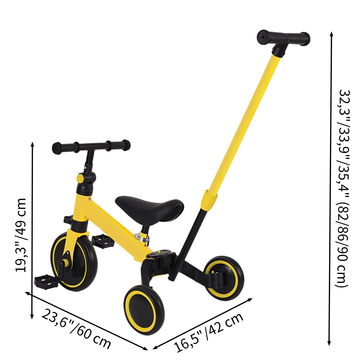 XUANYU 3 En 1 Tricycle Évolutif – Draisienne, Vélo Et Tricycle Pour Enfants De 1 à 4 Ans, Rose Et Noir