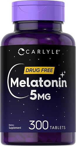 Carlyle Melatonina 5 mg | 300 tabletas | Suplemento sin medicamentos | Vegetariano, sin OMG, sin gluten