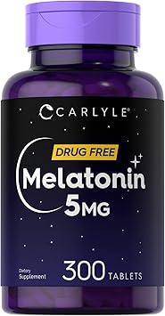 Carlyle Melatonin 5mg | 300 Tablets | Drug Free Supplement | Vegetarian, Non-GMO, Gluten Free
