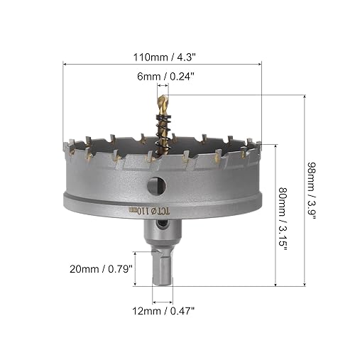 Miniatura 2 de Sierra de agujero de metal TCT cortador de carburo de 4.331 in  4.3 pulgadas de diámetro para acero inoxidable, metal, aleación de aluminio, cobre,