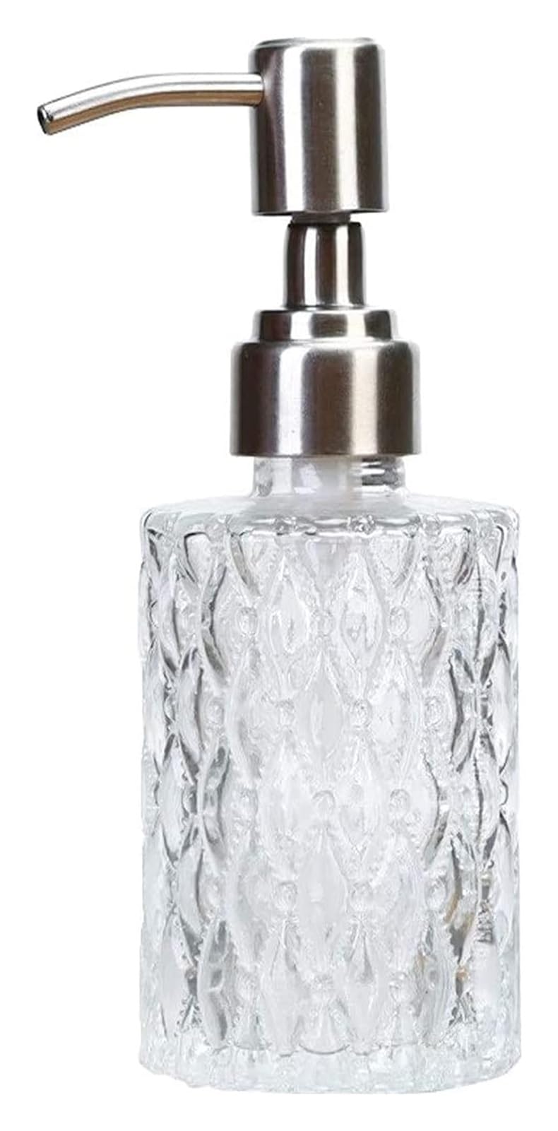 WDSOPK Bathroom accessories Soap Dispenser Bottle 5.4 Oz Clear Glass Soap Dispenser Refillable,Shampoo Lotion Bottle with Stainless Steel Pump Home & Kitchen