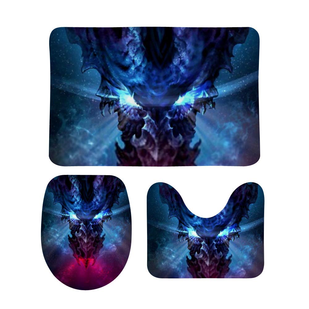 Tapis de bain dragon noir brillant CHEHONG en polaire corail absorbante