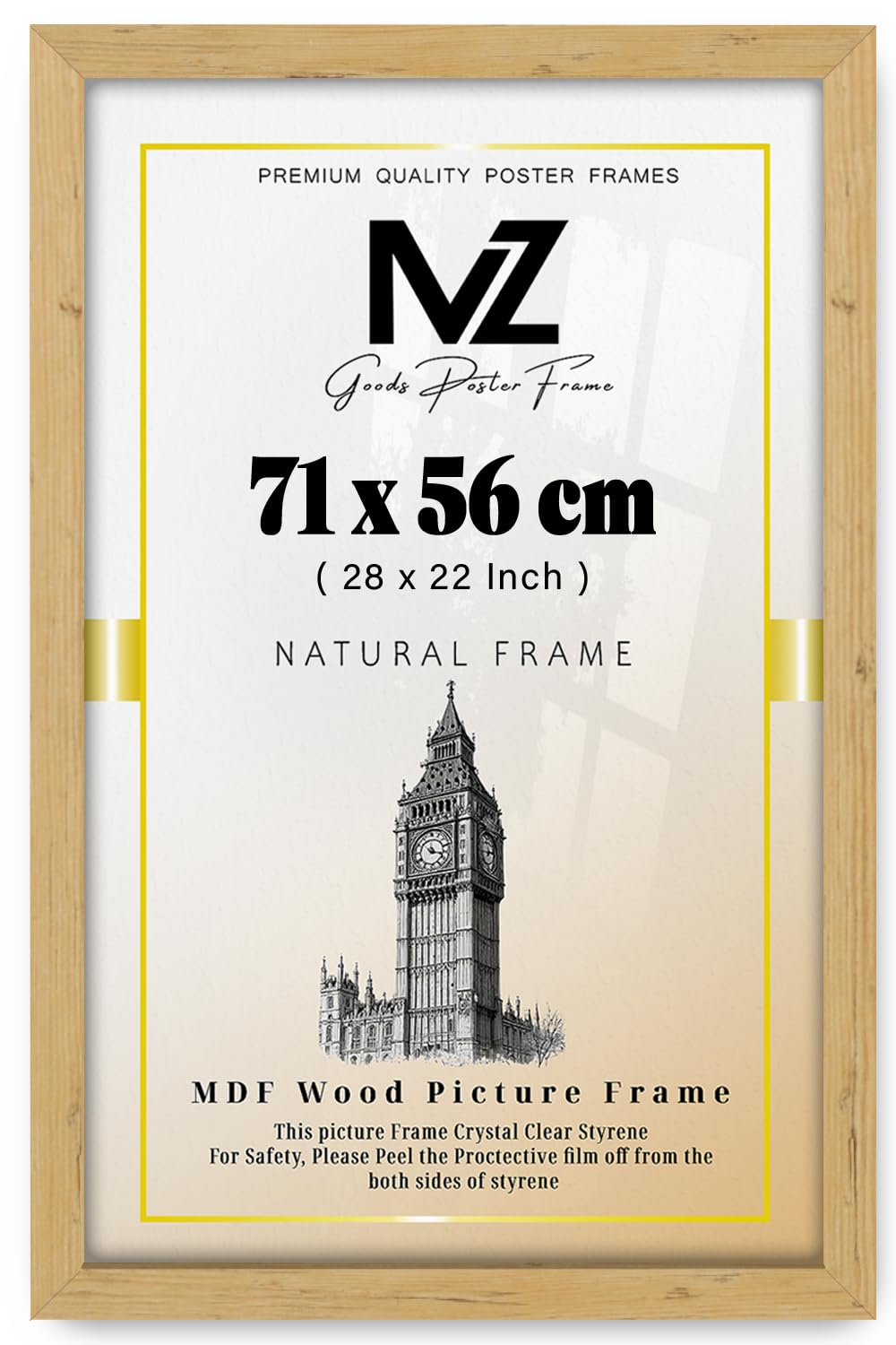 Mz Goods Pine | Mdf Picture Frame (71 X 56 Cm) 22 X 28 Inch For Pop Art, Certificates & Prints, Mdf Wood, Portrait & Landscape Hanging Hooks [ ]