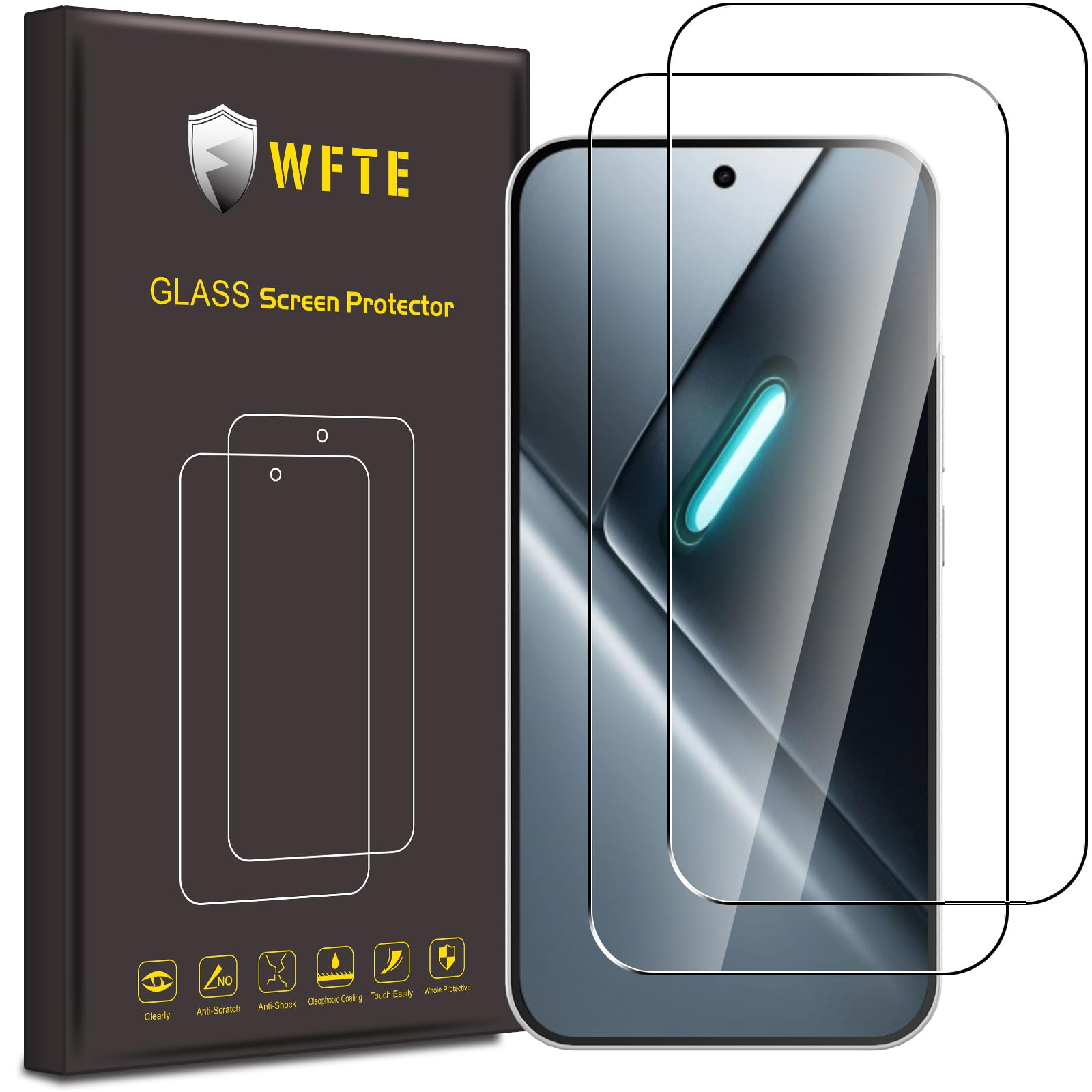 WFTE Zestaw 2 folii ochronnych na ekran ze szkła pancernego do Xiaomi Poco X8 Pro 5G, twardość 9H, odporna na zarysowania, antybąbelkowa, szklana osłona ekranu do Poco X8 Pro