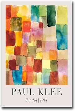 Wall Art Canvas Print Colorful Paul Klee Printable Wall Art Vintage Abstract Art Print Artful Klee Exhibition Poster Rustic Pastel Wall Decor Contemporary Living Room Bedroom Office Modern Art Deco 12x18inch