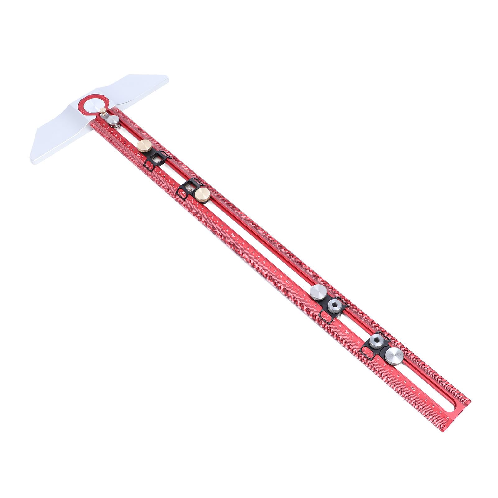 Regla Cuadrada en T, Regla en T de Aleación de Aluminio de 45 ° Graduada en T para Trabajar la Madera Regla en T para Taladrar Agujeros Ideal para Dibujo de Carpintería, Reglas