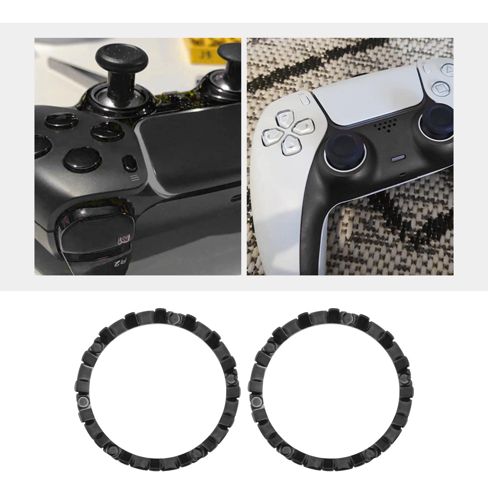 SG Store Anneaux d'accent Compatible avec PS5 Contrôleur Remplacement Anneaux de Garniture de Bâton Analogique de 22mm avec Outil à Coque Ouverte Noir, Contrôleur Non Inclus