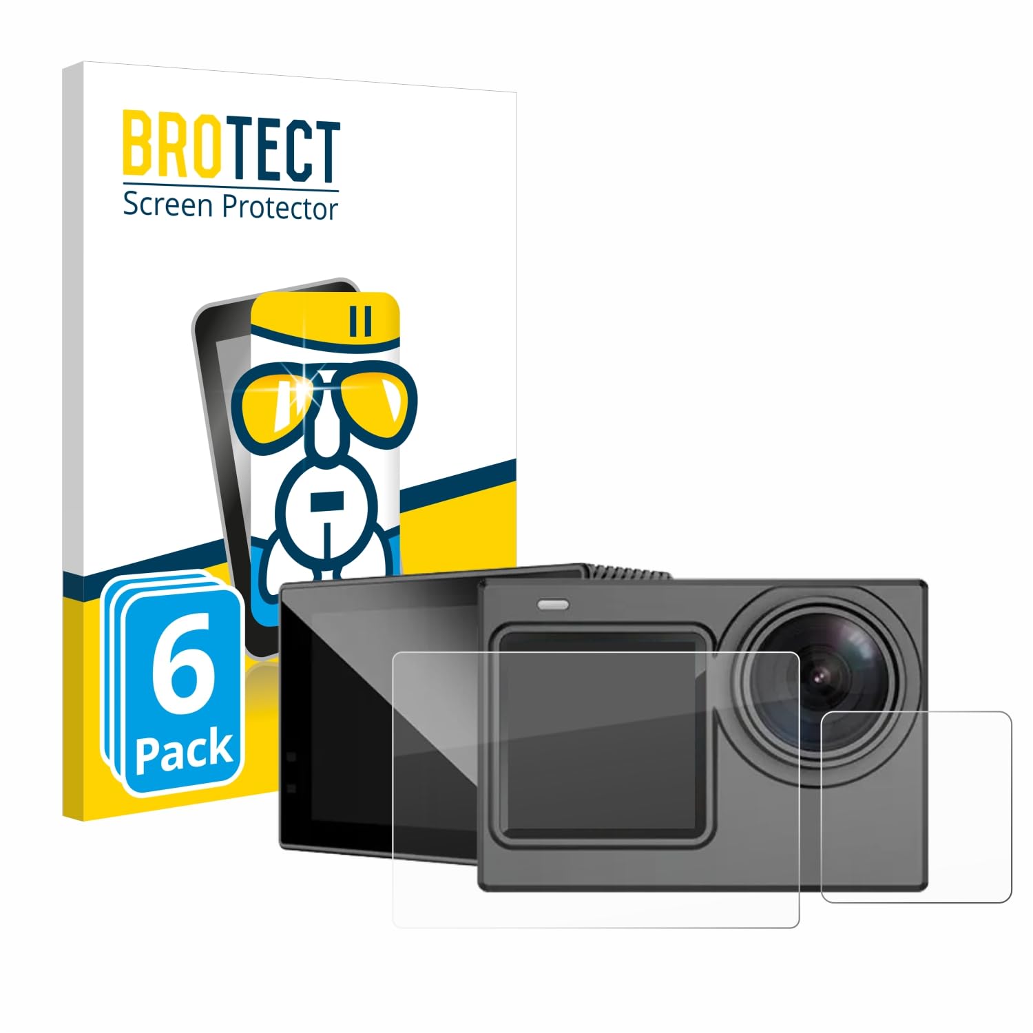 brotect Glass Screen Protector Film for SJCAM SJ6 Pro Dual Screen (6 Pack) - Glass-Foil 9H Protection [Scratch Resistant, High Clarity]