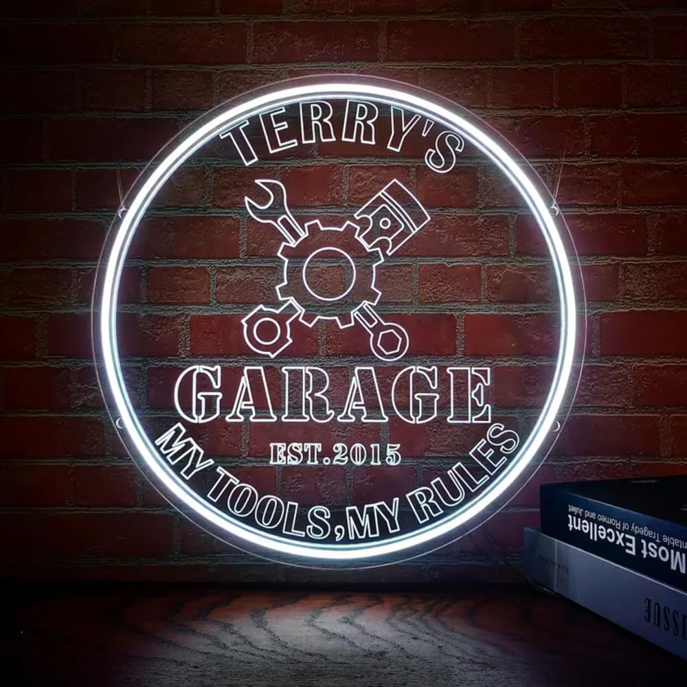 Custom Garage Neon Sign Personalized Garage Name Sign Workshop Neon Light Garage Decor Gifts for Men Gifts Husband Gift WorkShop Decoration