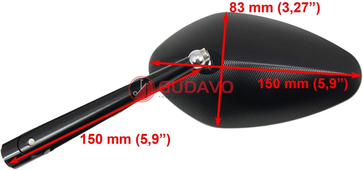 Motorcycle M8 CNC Big Black Mirrors Full Aluminum Rear View Side Mirrors For Harley davidson (Style 5: Oval)