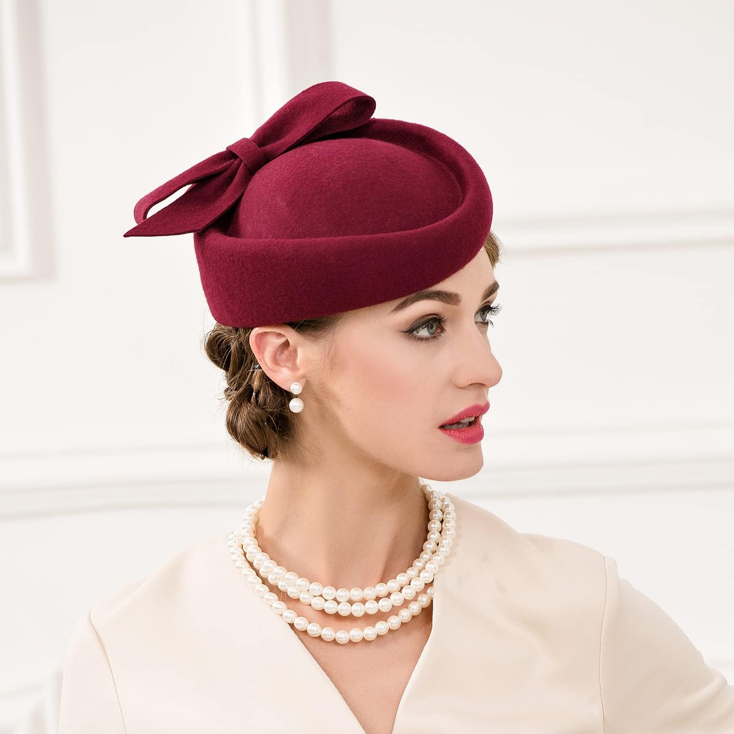 British Style Pillbox Hat Retro Wool Fascinator Wedding Derby Church Party Hats