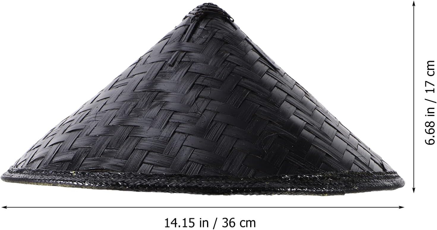 Rice Hat Handmade Japan Samurai Hat Bamboo Knight Cosplay Rice Black Cap Cone
