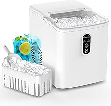Ice Machine, 12 kg/24H, 2 Size S/L 9 Ice Cubes in 6 Minutes, Table Ice Machine, Self-Cleaning Ice Machine with Scoop Basket for Home, Parties, Camping