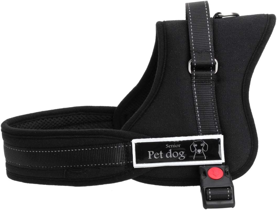 Aulola Soft Padded Dog Harness Adjustable No Pull Walking Training Assistance Chest - Black Large