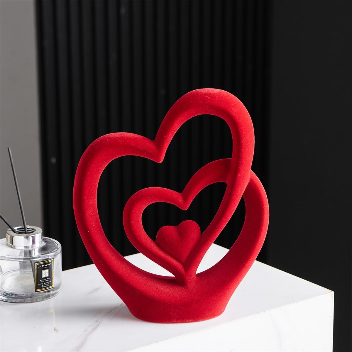 AWNR Red Heart Hands Sculpture,Small Shelf Decor,Tv Stand Decor Items for Living Room,Apartment,Office