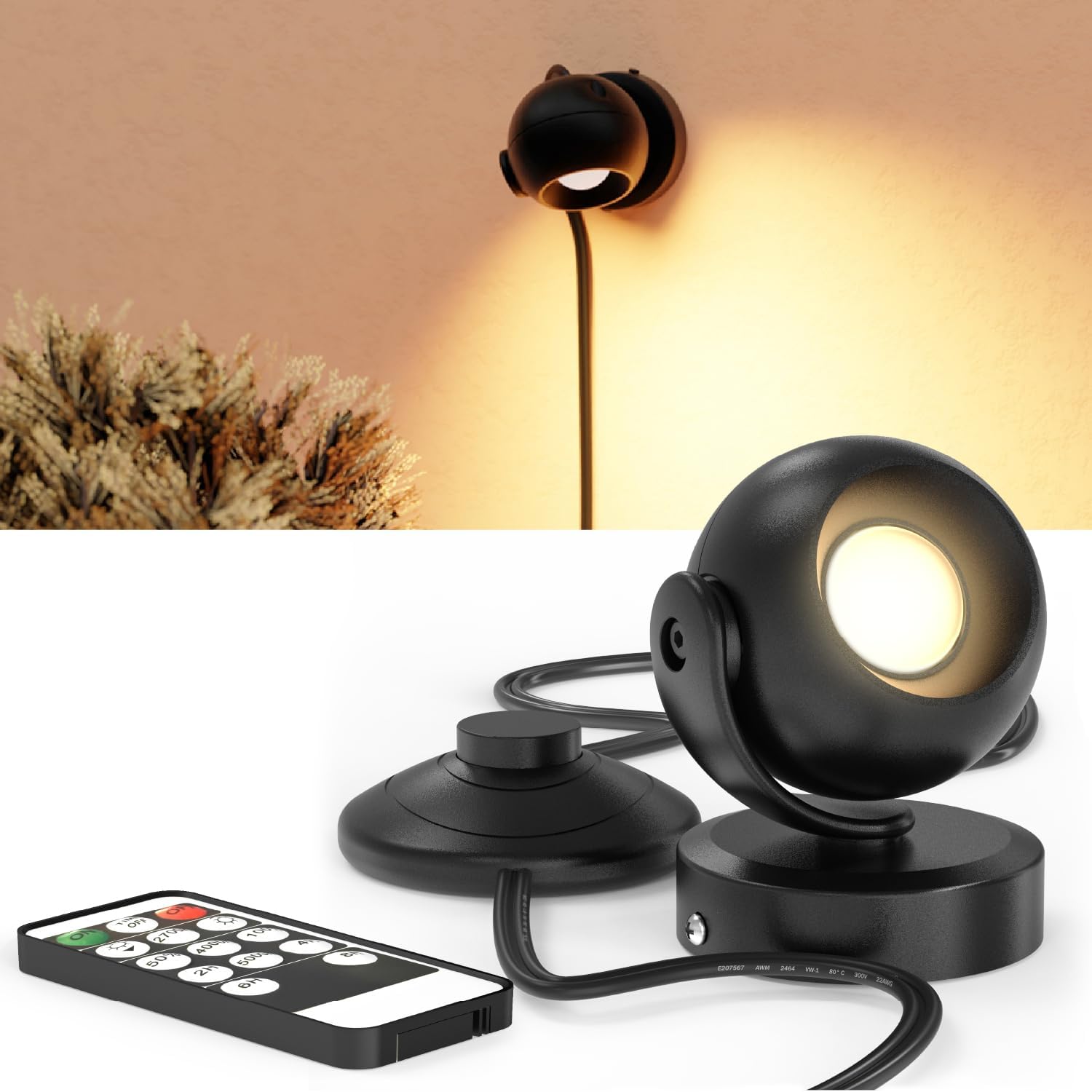 Sunco Spot Lights Indoor, LED Uplighting Ceiling Spotlight Fixtures, Plant Light Décor, 300 LM, 3W, Selectable CCT 2700K/4000K/5000K, 50000 Lifetime Hours, with Remote Control ETL.