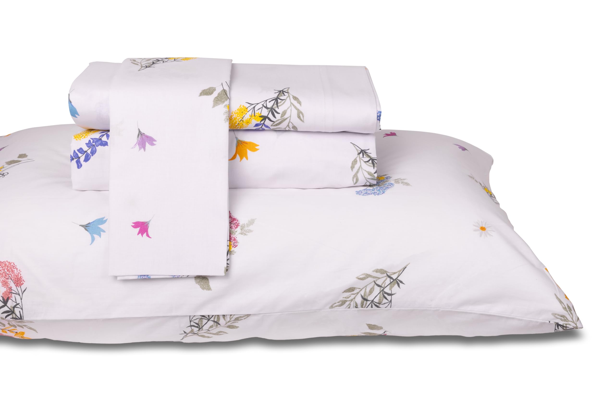 hermet Laura Biagiotti, Set Lenzuola Matrimoniali Cotone, Completo Letto, 100% Cotone, Lenzuolo Sopra, Lenzuolo Con Angoli, Coppia Federe, Fantasia Floreale Hamal