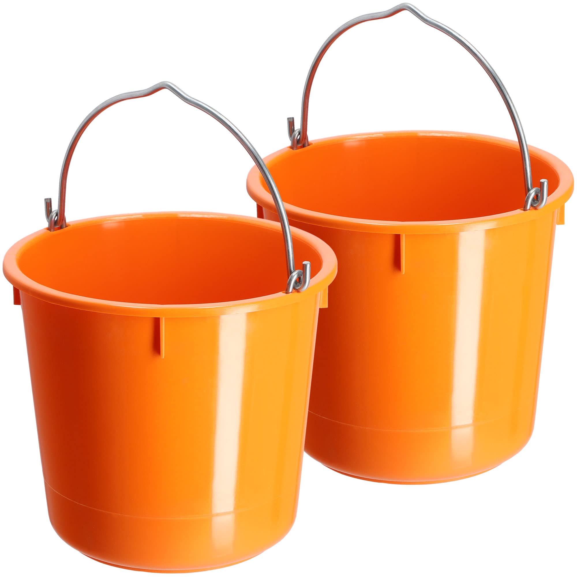 KADAX Cubo de plástico para mortero de construcción, 12 L, con mango de alambre de zinc, cubo de cemento, cubo de mortero, cubo de limpieza, cubo de agua, cubo de jardín, cubo de plástico (naranja, 2