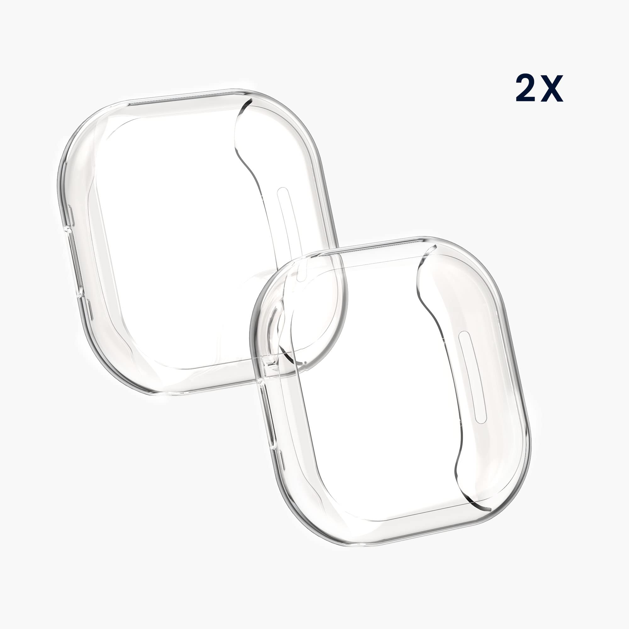 Kwmobile Set 2 Custodie In Silicone Per Fitbit Versa 3 / Sense – Cover Morbida Antiurto – Nero/Nero