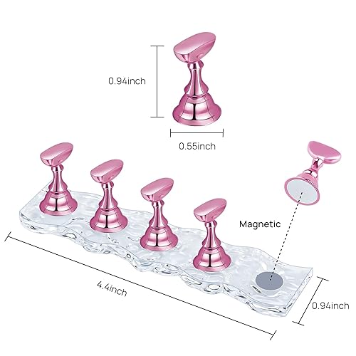 Miniatura 9 de JUSTOTRY 4 juegos de soporte de uñas rosa para exhibición de uñas a presión, soporte magnético de uñas postizas para prácticas de uñas, accesorios