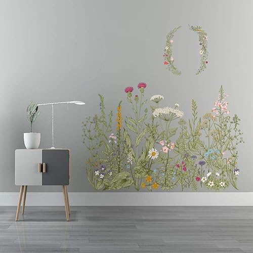 Miniatura 6 de Calcomanías de pared de racimos de flores, calcomanías de pared extraíbles para bricolaje, murales artísticos para habitación de niños, guardería,