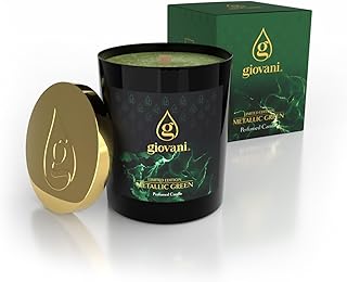 Giovani Duftkerze METALLIC GREEN – Süß-frischer Duft mit Noten von grünem Apfel, Jasmin & Maiglöckchen | 170 ml zertifiziertes Palmwachs | Hochwertige Wohndeko & Geschenkidee | 30h Brenndauer