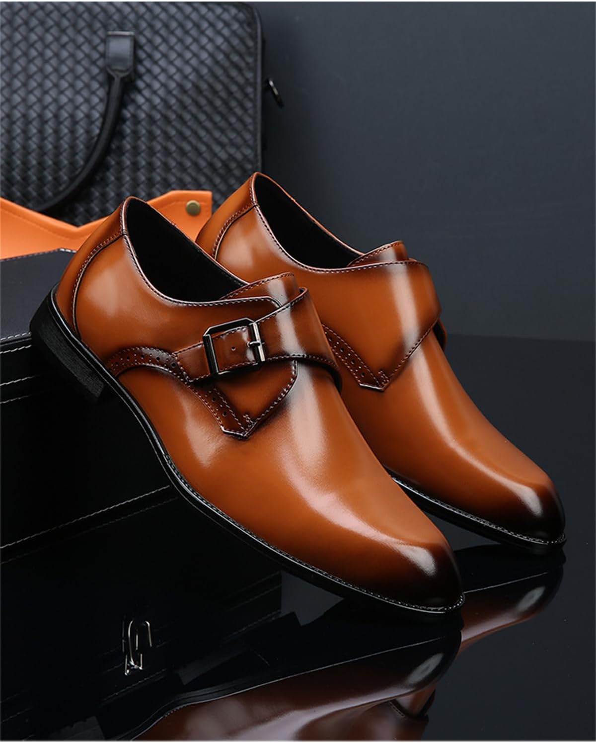Men's Slip On Dress Loafer Shoes Monk Strap Plain Toe Loafers