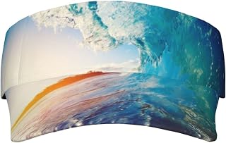 Sunset Sea Surfing Seascape Printed Adult Sunscreen Visor Cap Lightweight and Breathable Adult Sun Visor Empty top hat Versatile Outdoor hat Black