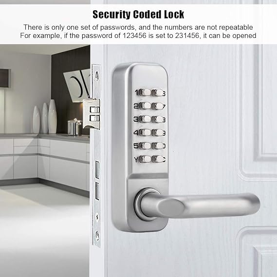 Waterproof Mechanical Code Lock, Door Lock Keypad, 1-11 Digit Code Combination Cam Password Security Coded Lock Keyless Mechanical Combination Door Lock for Office Home Wooden Door