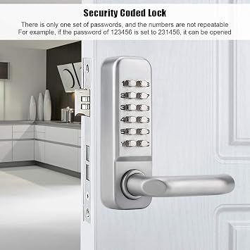Waterproof Mechanical Code Lock, Door Lock Keypad, 1-11 Digit Code Combination Cam Password Security Coded Lock Keyless Mechanical Combination Door Lock for Office Home Wooden Door