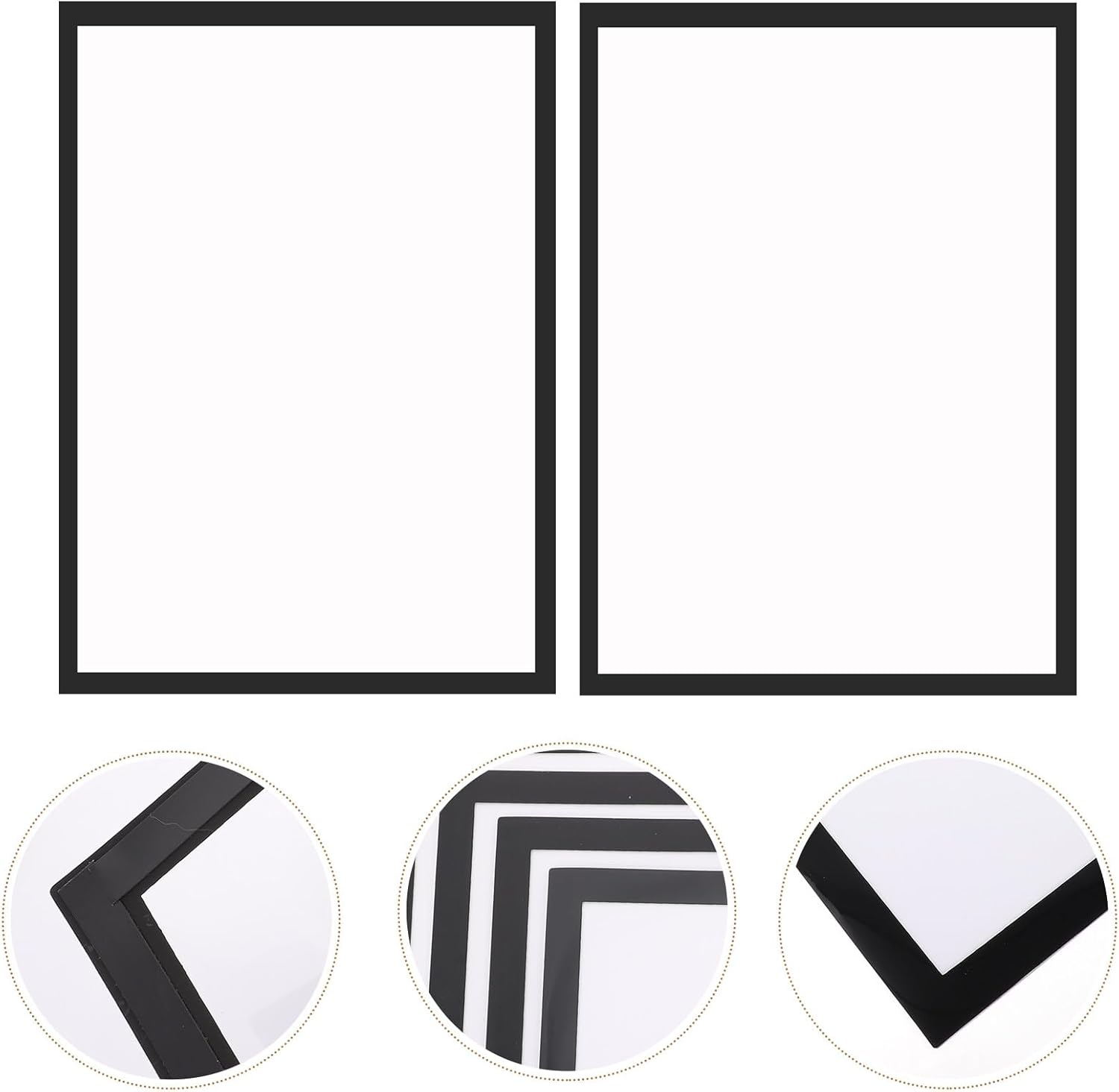 4pcs Magnetic Photo Frames 30x40cm Black Self-adhesive Sparkle Painting Display Frame for Wall and Tabletop Decoration