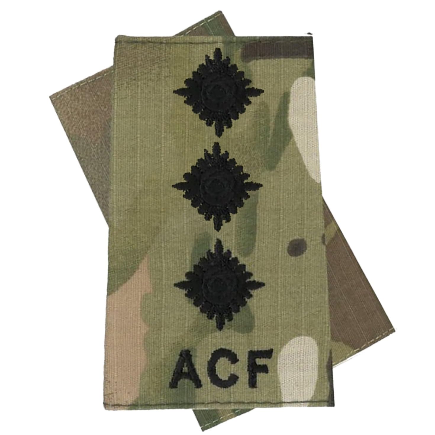 CL Distribution Pair of ACF Cadets Black on Multicam/MTP (Multi Terrain Pattern) Rank Slides - Captain