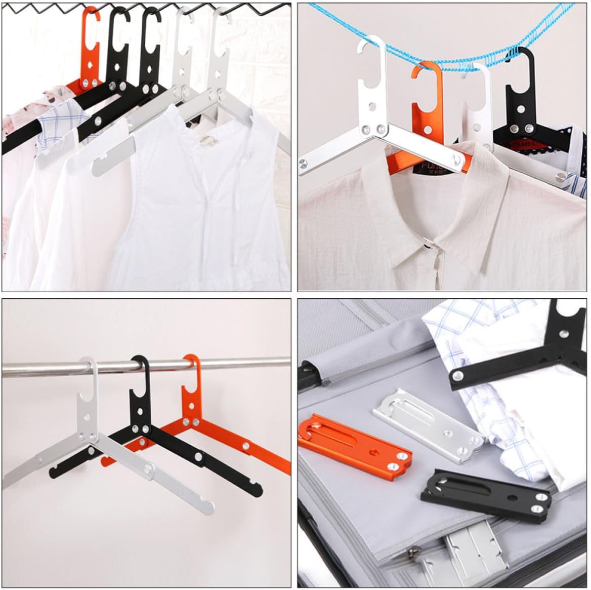 3pcs Foldable Coat Hangers, Stainless Steel and Alloy, Space Saving