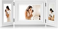 Vista 12 de Marco de fotos de madera doble con bisagras de 5 x 7 pulgadas horizontal y vertical en gris, pantalla de 4 x 6 pulgadas con paspartú o 5 x 7