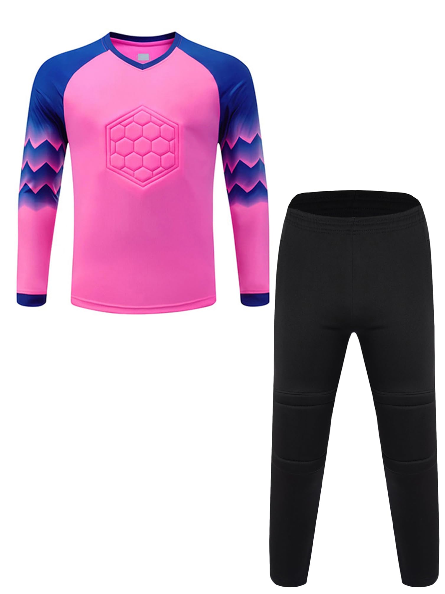 inhzoy Uniforme da Portiere Bambino Ragazzo Maglia da Portiere di Calcio Goalkeeper Jersey Maglietta da Calcio + Pantaloni della Tuta Completo da Portiere di Calcio Tracksuit