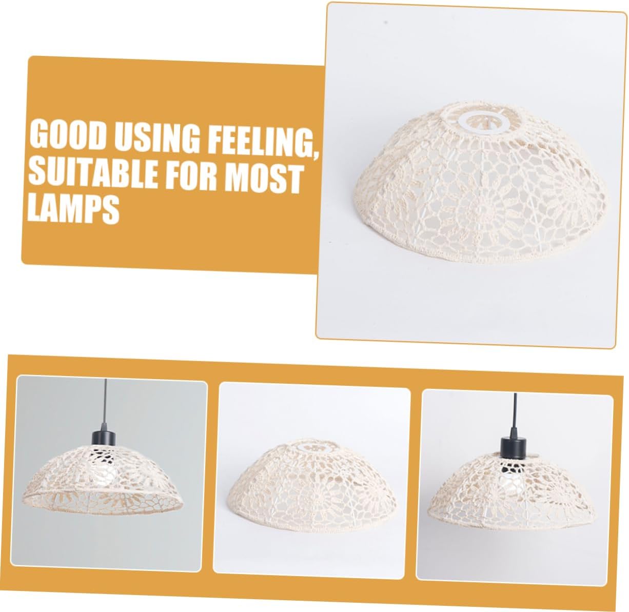 Levemolo Bohemian Handmade Woven Lamp Shade Lightweight Ceiling Hanging Light Cover for Bedroom Living Room Restaurant Office Decor Eye-friendly Design Unique Craftsmanship