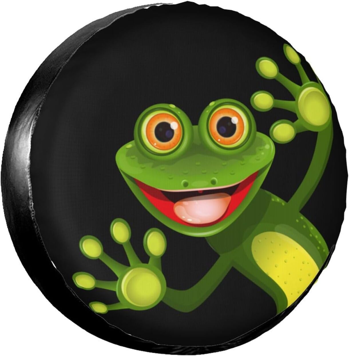 Spare Tire Covers for Trailers,Funny Green Frog Cute Animal Wheel Protectors Waterproof Sun Protection Universal Fit for Trailers Rv SUV Truck Camper Travel Trailer Accessories,17 inch