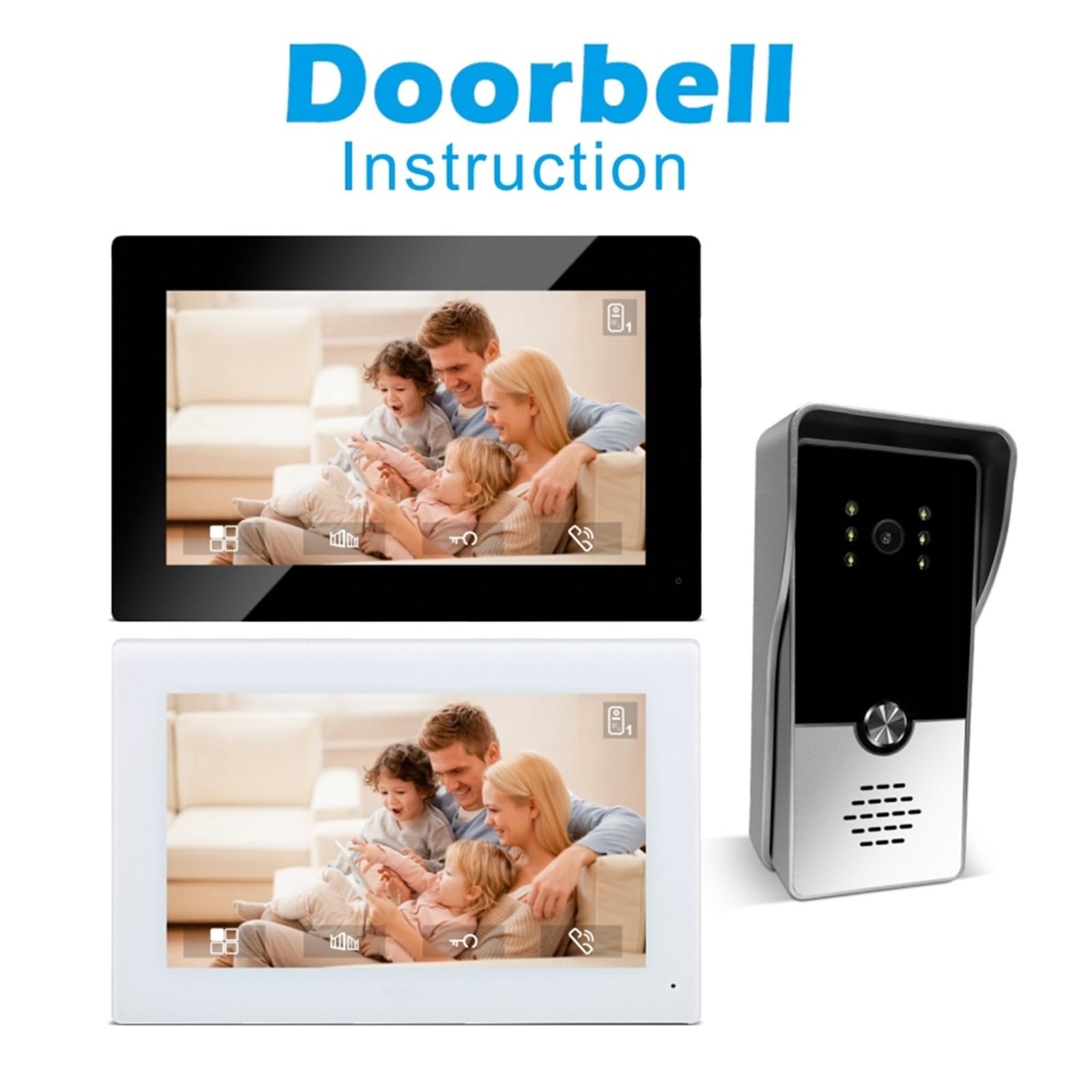 De Videoportero con Cable A Color 7 Pulgadas, Cámara Y Timbre, Kits Portero Automático For Casa, Villa, Apartamento, IP Audio Bidireccional(M72T-1V1)