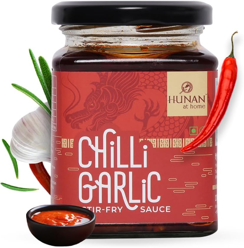 HUNAN AT HOME Spicy,Garlicky&Tangy Stir Fry Chilli Sauce No Added Msg,100% Vegetarian,Chili Garlic Paste,Chinese Sauce,Dip,Fried Rice,Noodles&Asian Dishes,No Added Flavours,250 Grams