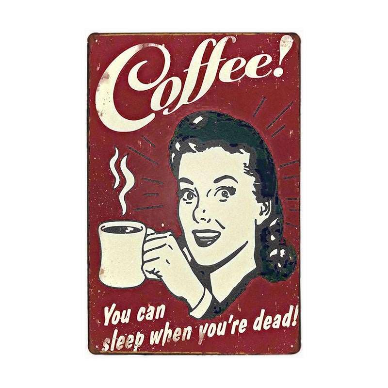 Coffee Menu - Placa metálica retro vintage (4 unidades)