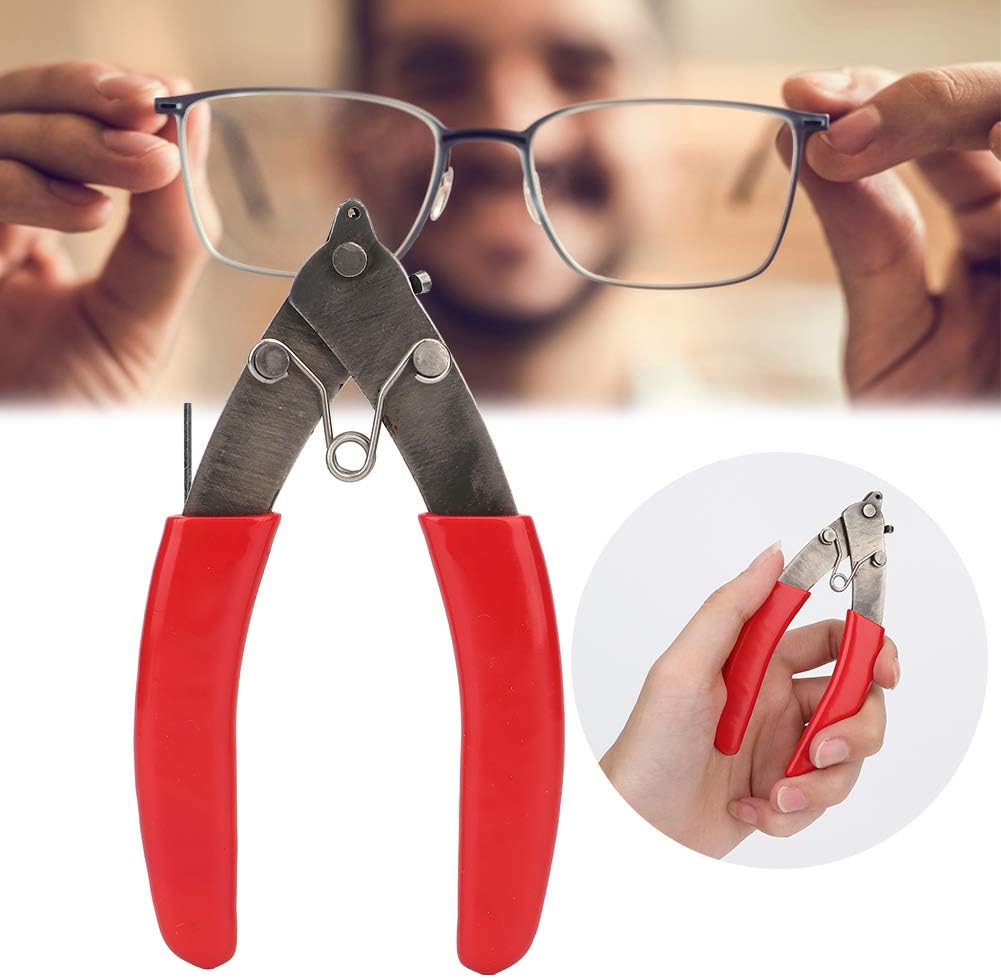 Agatige Eyeglasses Leg Tightness Half Round Plier, Eye Glasses Screw Cutter Rimless & Frame Glasses Cutting Pliers Repair Tools
