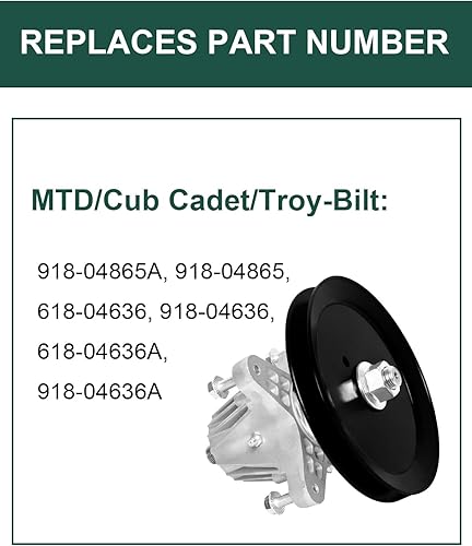 Miniatura 5 de Conjunto de husillo para cortacésped de 46 pulgadas reemplaza para Cub Cadet MTD 918-04865 918-04865A 618-04636 618-04636A 618-04865A 285-847 Rotary