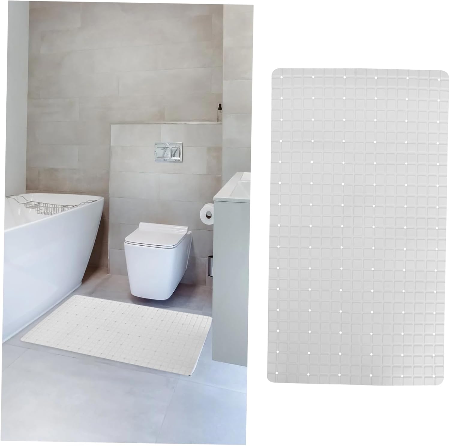 1pc Non-Slip Bathroom Mat Suction Cups Hollow Splicing Design for Pool and Shower Use Comfortable Foot Pad for Enhanced Safety and Comfort White