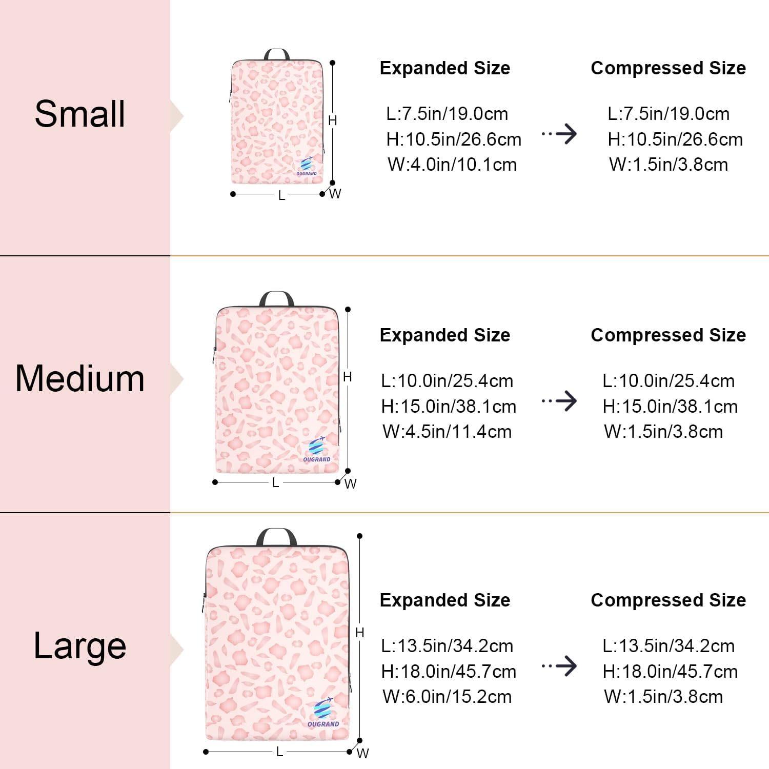 6 Set Compression Packing Cubes for Travel, Durable Luggage Organizer Bags, Lightweight Suitcase Organizer Bags Set for Travel Essentials (Pink Petal)