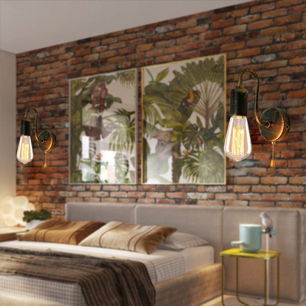 Applique Da Parete Con Interruttore A Tirante | Lampada E27 Stile Industriale Bianco - Foto 8